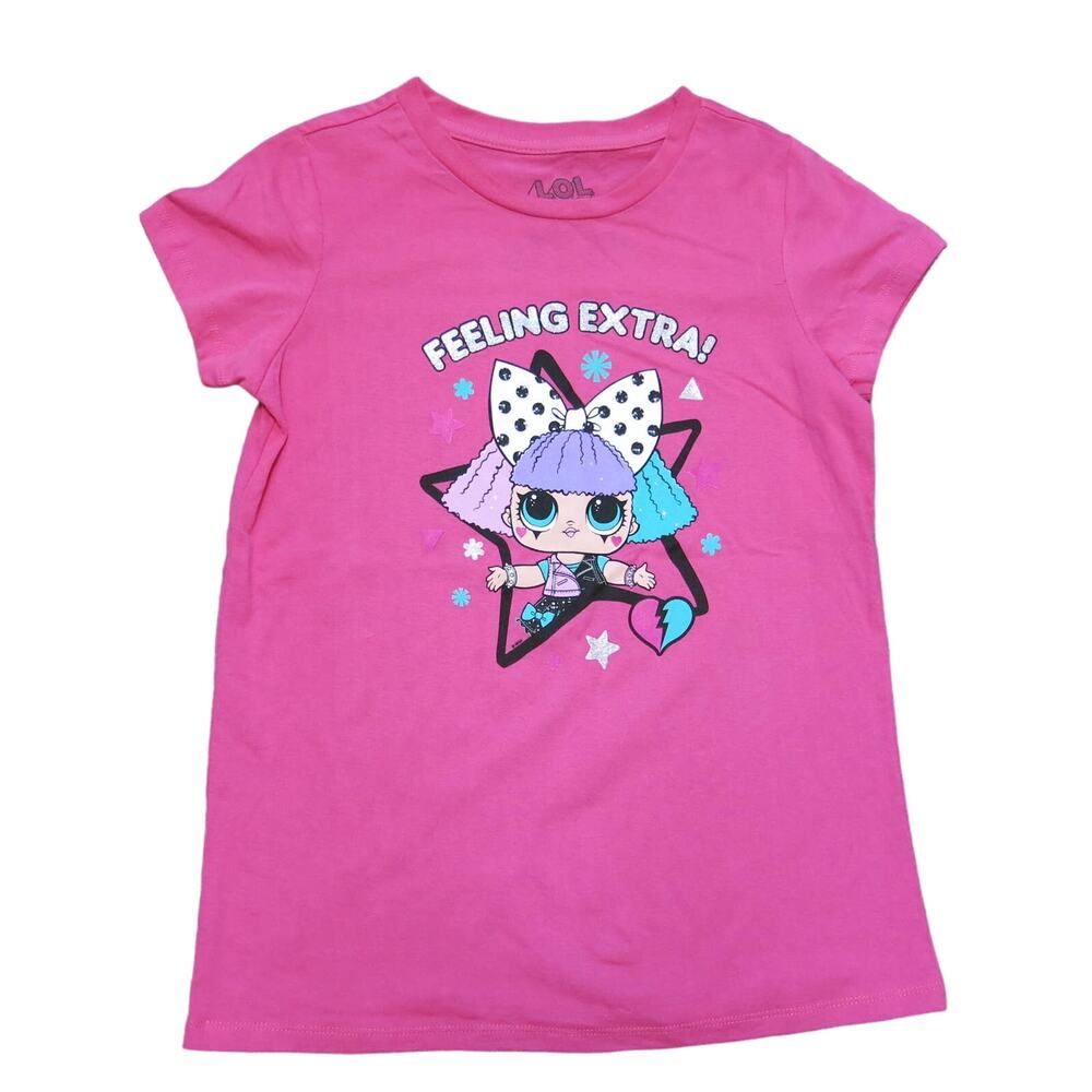 LOL SURPRISE! *NWT* T Shirt Girls XL 14/16 "Feeling Extra" Sparkles Pink School